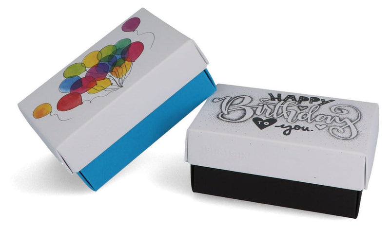 BUNTBOX Geschenkboxen-Set Geburtstag L 3,6 l - 26,6 x 17,2 x 7,8 cm weiß, blau, schwarz