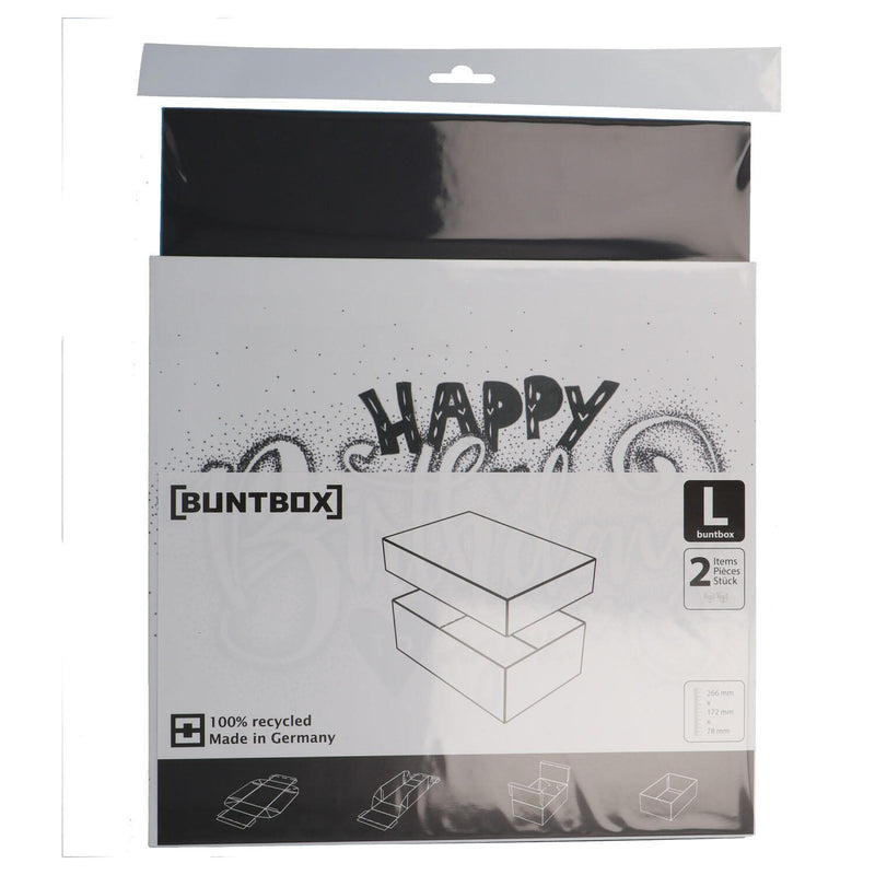 BUNTBOX Geschenkboxen-Set Geburtstag L 3,6 l - 26,6 x 17,2 x 7,8 cm weiß, blau, schwarz