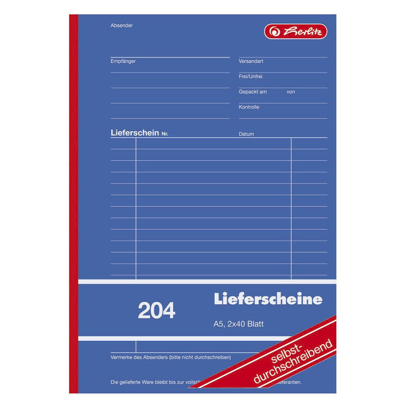 herlitz Formularbuch Lieferschein mit Empfangsschein DIN A5 2x 40 Seiten