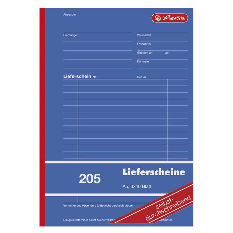 herlitz Formularbuch Lieferschein mit Empfangsschein DIN A5 3x 40 Seiten