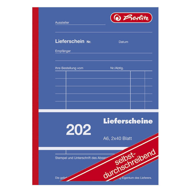 herlitz Formularbuch Lieferschein mit Empfangsschein DIN A6 2x 40 Seiten