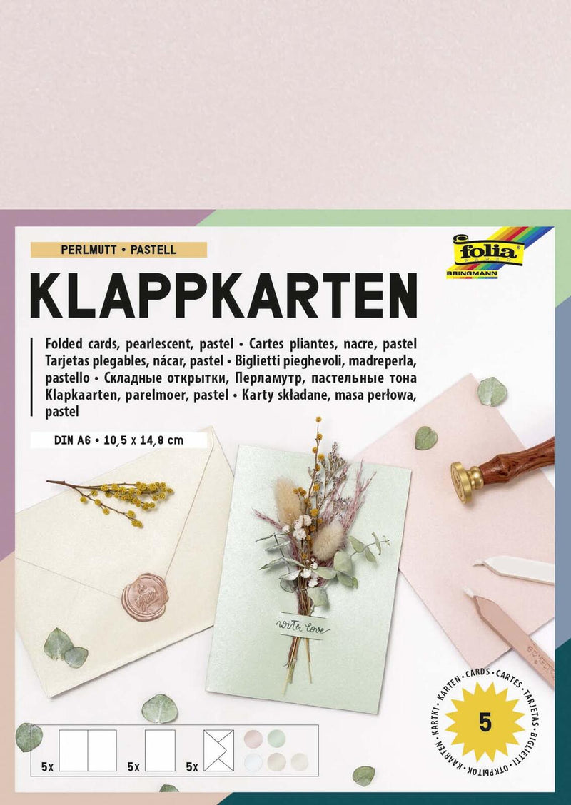 folia Faltkarten mit Briefumschlägen DIN A6 pastell