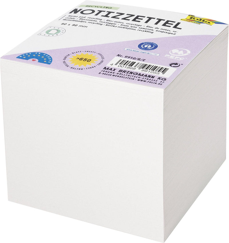 folia Notizzettel lose 9 cm x 9 cm weiß