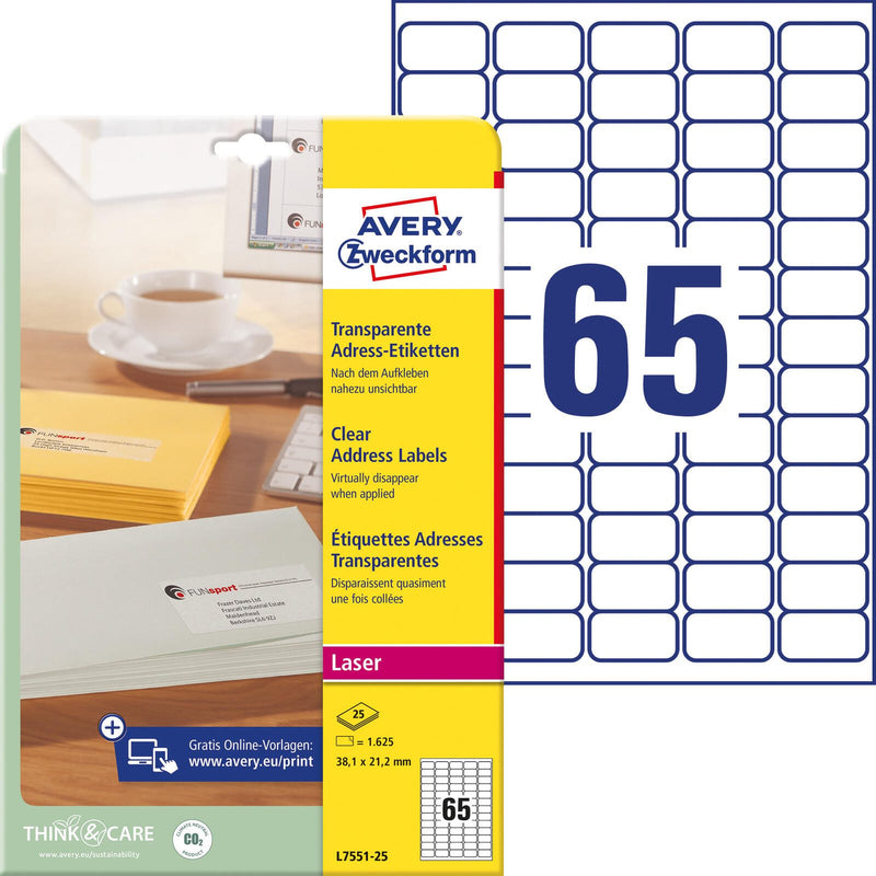 AVERY Zweckform Etiketten L7551-25 weiß 38,1 x 21,2 mm