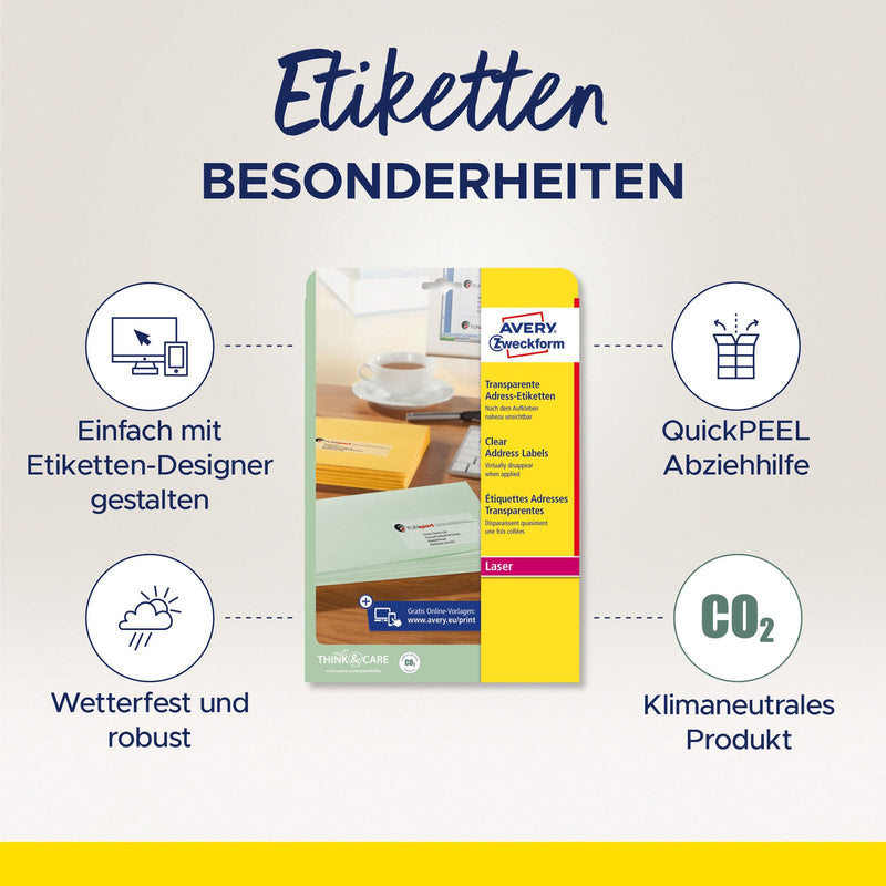 AVERY Zweckform Etiketten L7551-25 weiß 38,1 x 21,2 mm