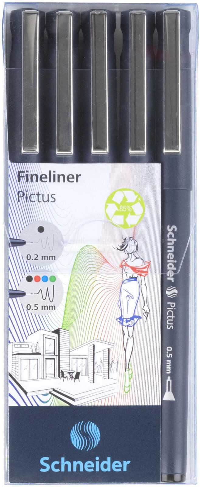 Schneider Fineliner-Set 0.2 + 0.5 mm Schwarz