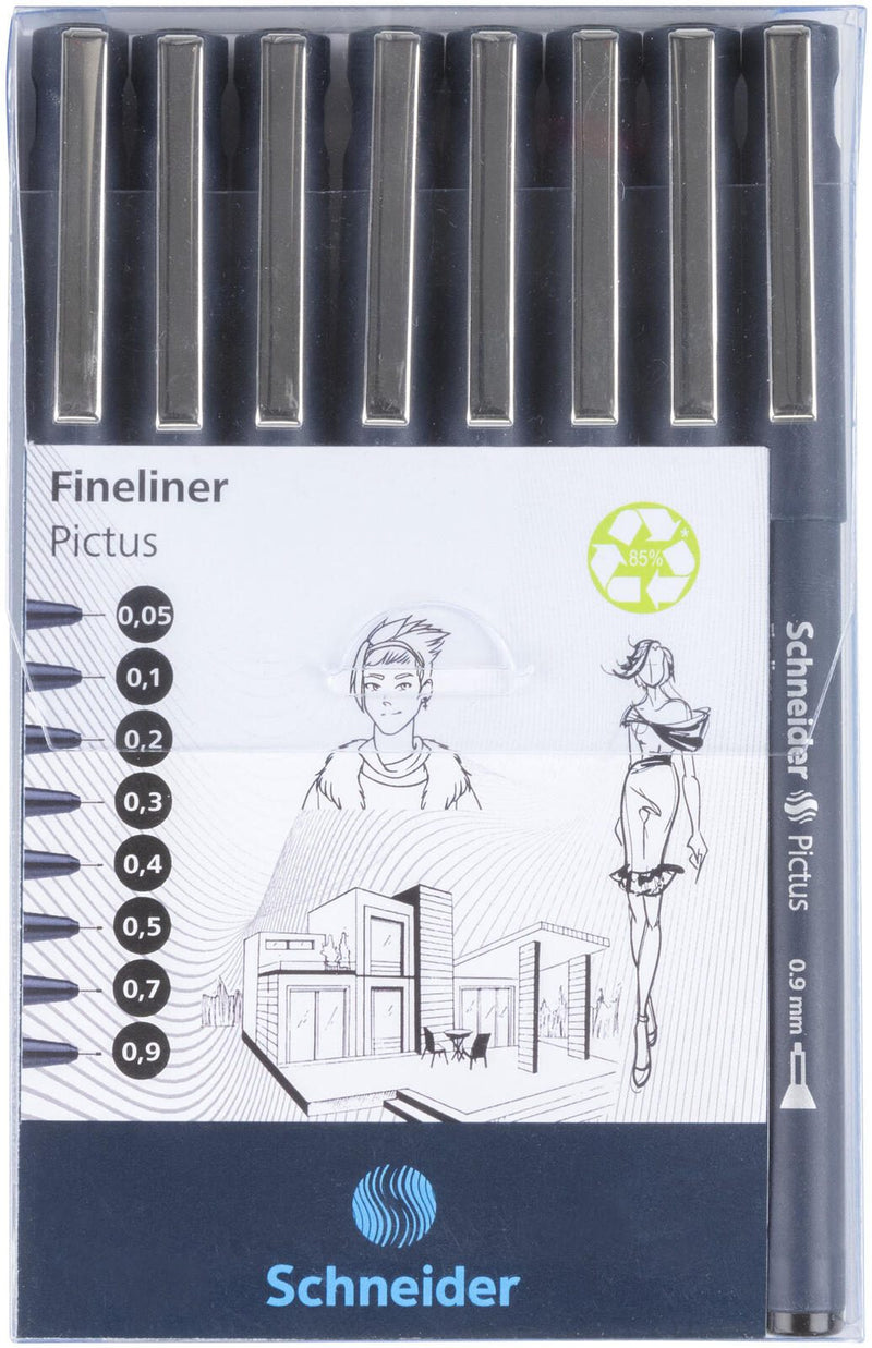 Schneider Fineliner-Set 0.05 + 0.1 + 0.2 + 0.4 + 0.5 + 0.7 + 0.9 mm Schwarz