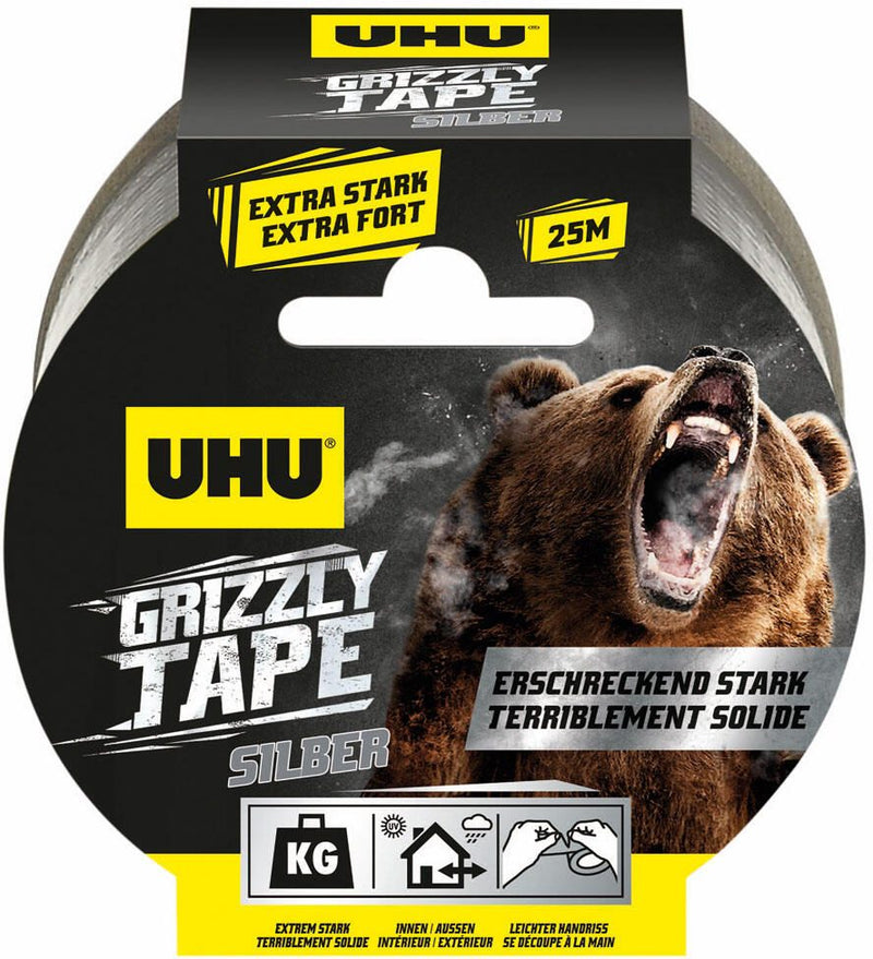 UHU Gewebebänder Grizzly Tape 49 mm x 25 m silber