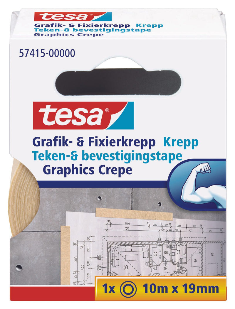 tesa Kreppband 19 mm x 10 m beige