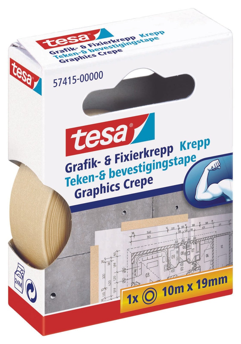 tesa Kreppband 19 mm x 10 m beige