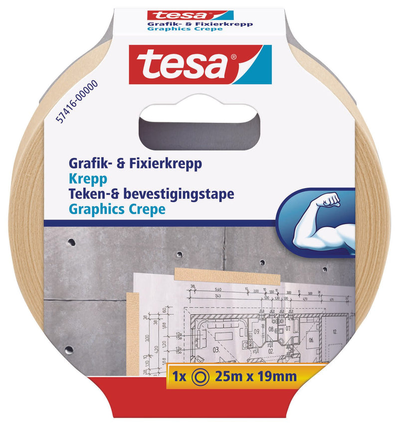 tesa Kreppband 19 mm x 25 m beige