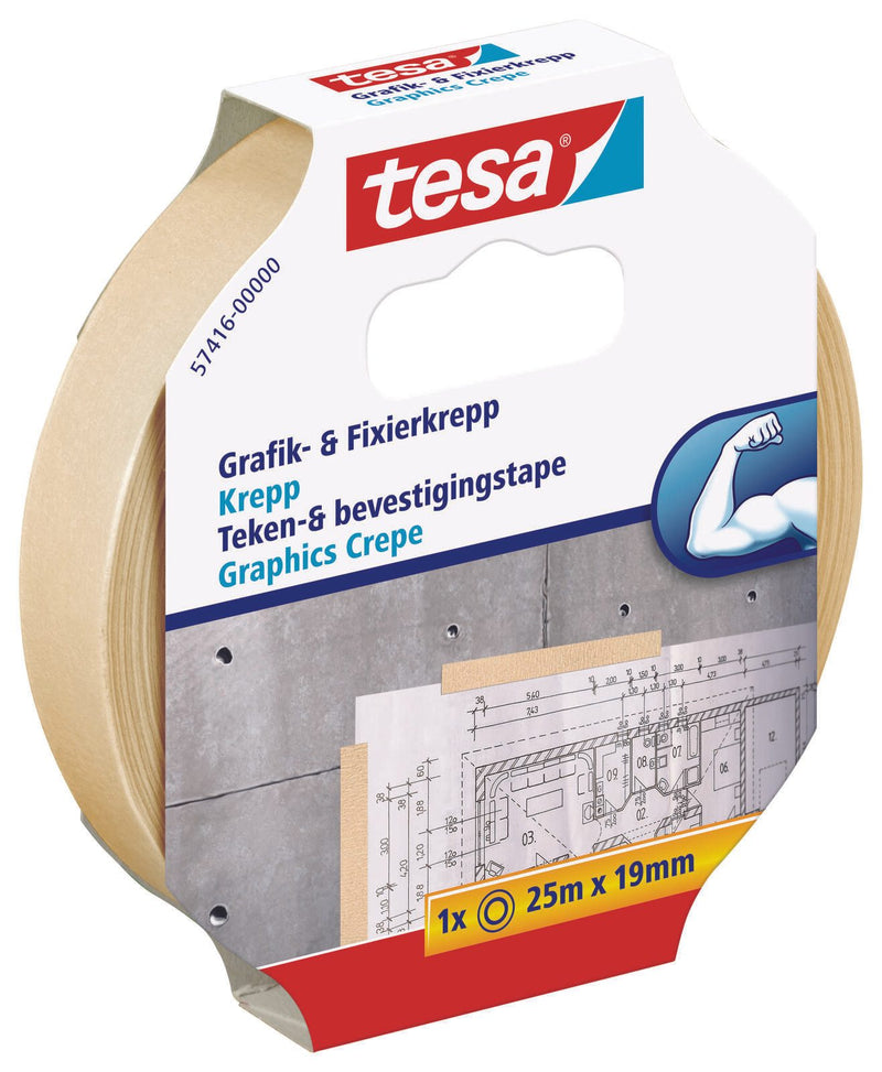 tesa Kreppband 19 mm x 25 m beige