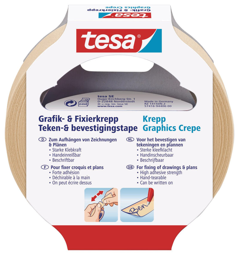 tesa Kreppband 19 mm x 25 m beige