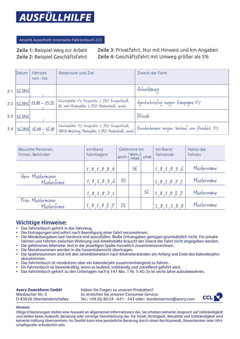 AVERY Zweckform Fahrtenbuch, Pkw mit Jahresabrechnung Formularbuch + GRATIS 1 St.