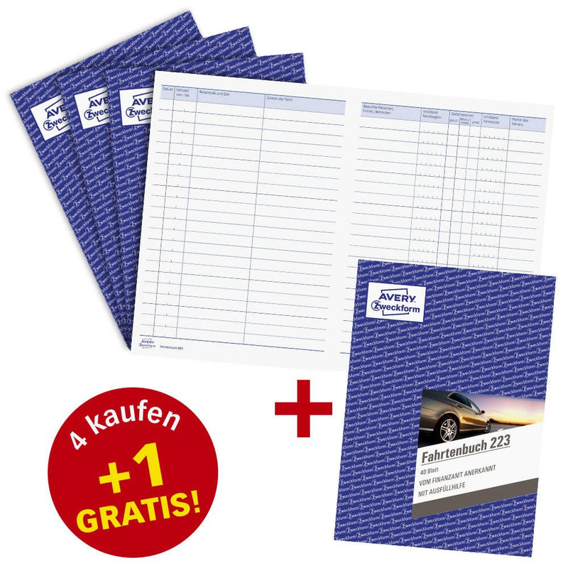 AVERY Zweckform Fahrtenbuch, Pkw mit Jahresabrechnung Formularbuch + GRATIS 1 St.