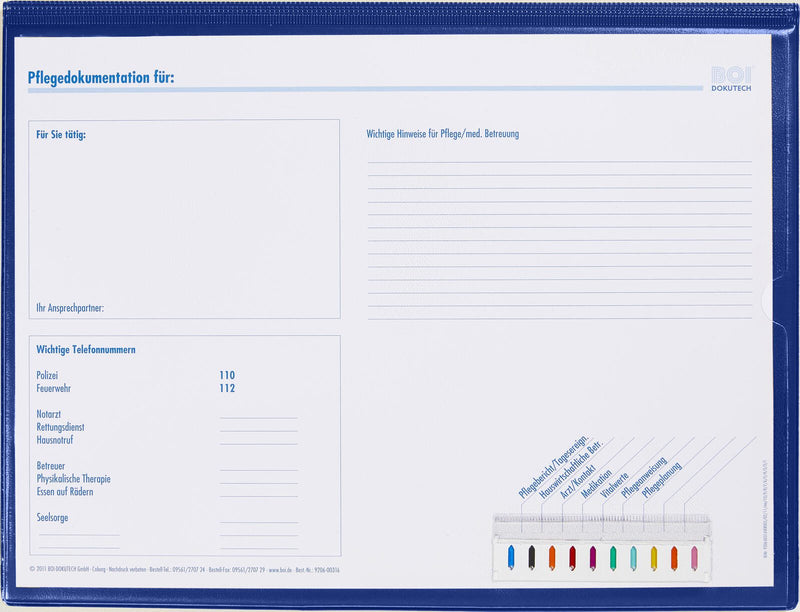 BOI DOKUTECH Patienten-Dokumentationsmappe für DIN A4 quer blau