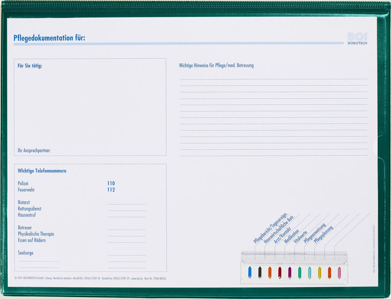 BOI DOKUTECH Patienten-Dokumentationsmappe für DIN A4 quer grün