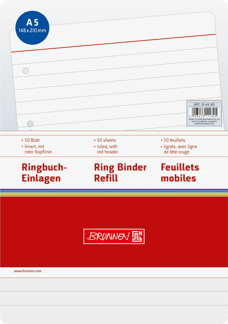BRUNNEN Ringbucheinlagen DIN A5 liniert