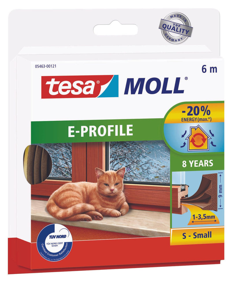 tesa Dichtungsbänder tesamoll E-Profil Gummidichtung 9 mm x 6 m braun