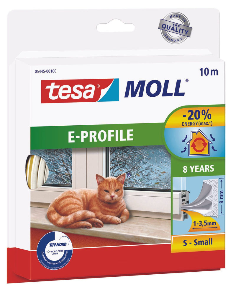 tesa Dichtungsbänder tesamoll E-Profil Gummidichtung 9 mm x 10 m weiß