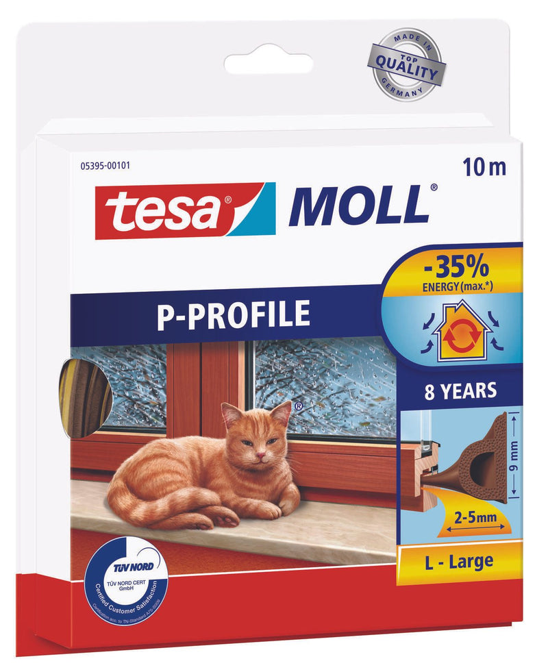tesa Dichtungsbänder tesamoll P-Profil Gummidichtung 9 mm x 10 m braun