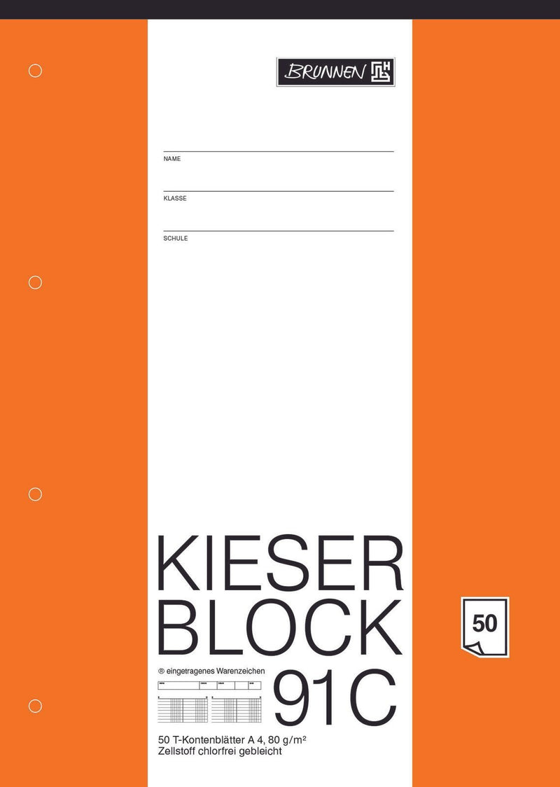BRUNNEN Kieserblock Arbeitsblock DIN A4 T-Konten