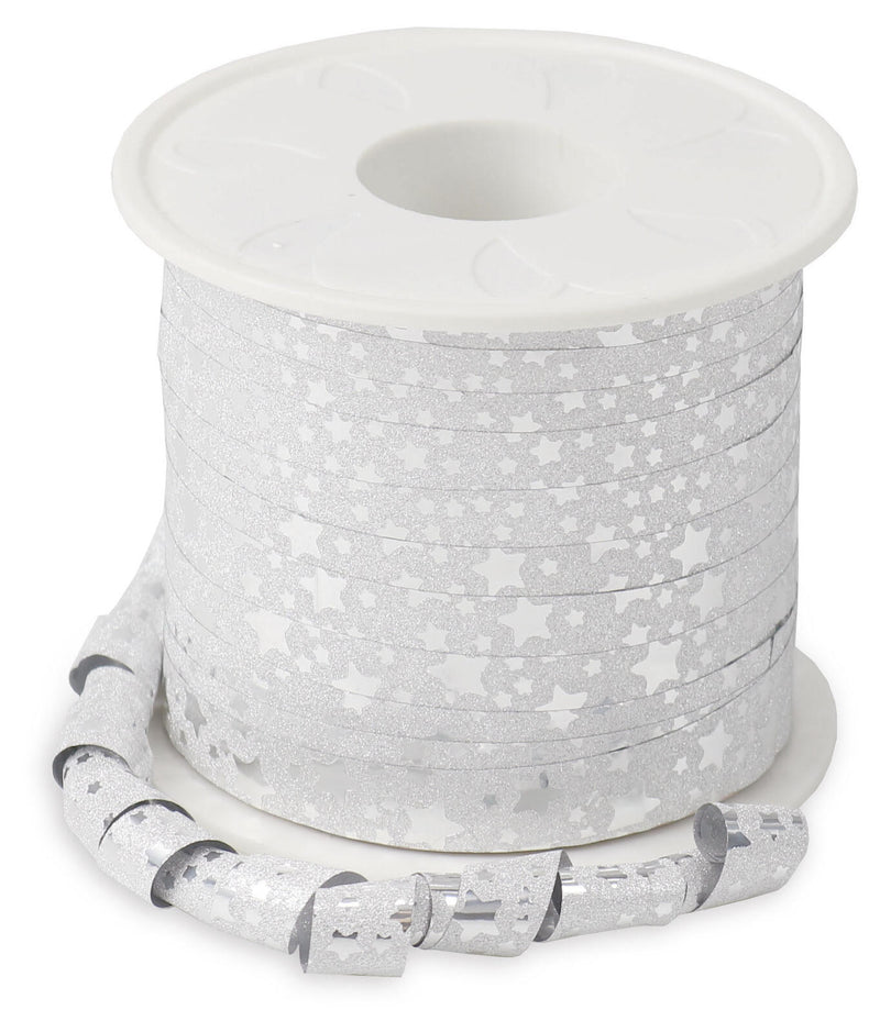 PRÄSENT Geschenkband Glitter 10 mm x 100 m silber