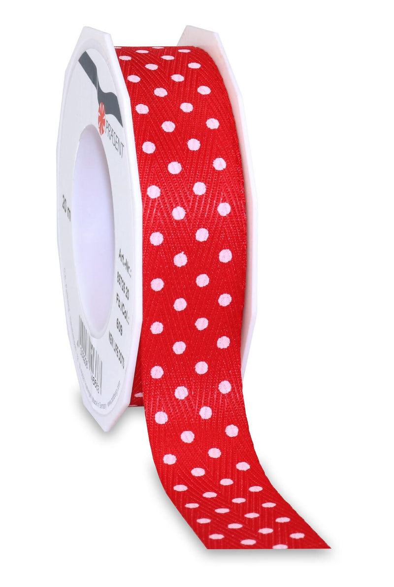 PRÄSENT Geschenkband Dots 25 mm x 20 m rot