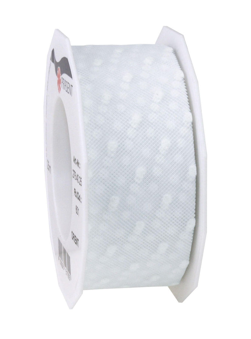 PRÄSENT Geschenkband Orient 40 mm x 25 m weiß