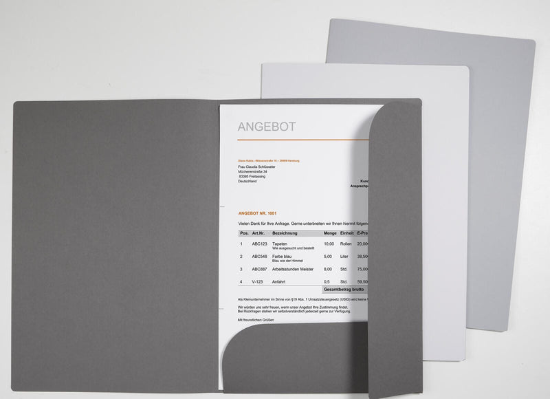 VELOFLEX Angebotsmappe für DIN A4 grau, anthrazit, beige