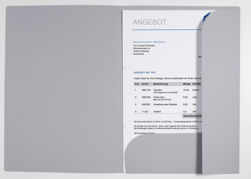 VELOFLEX Angebotsmappe für DIN A4 grau, anthrazit, beige
