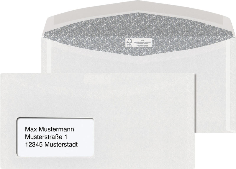 ÖKI Kuvertierhüllen DIN lang+ mit Fenster nassklebend