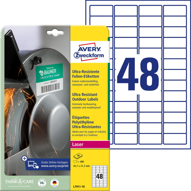 AVERY Zweckform resistente Folienetiketten 45,7 x 21,2 mm