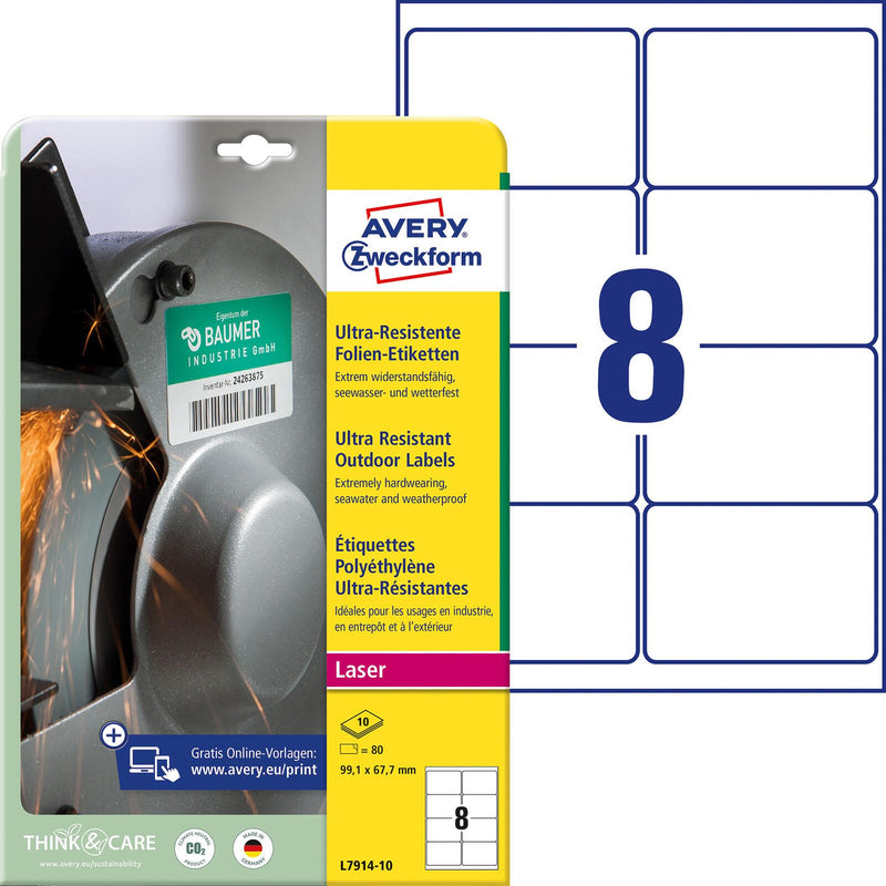 AVERY Zweckform resistente Folienetiketten 99,1 x 67,7 mm