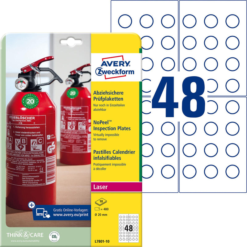 AVERY Zweckform Prüfplaketten 20,0 x 20,0 mm