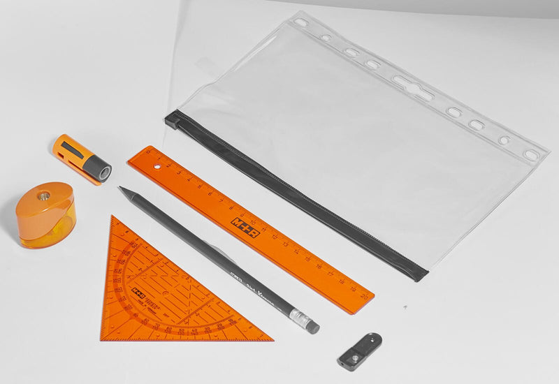 M + R Schreibset Schule neonorange