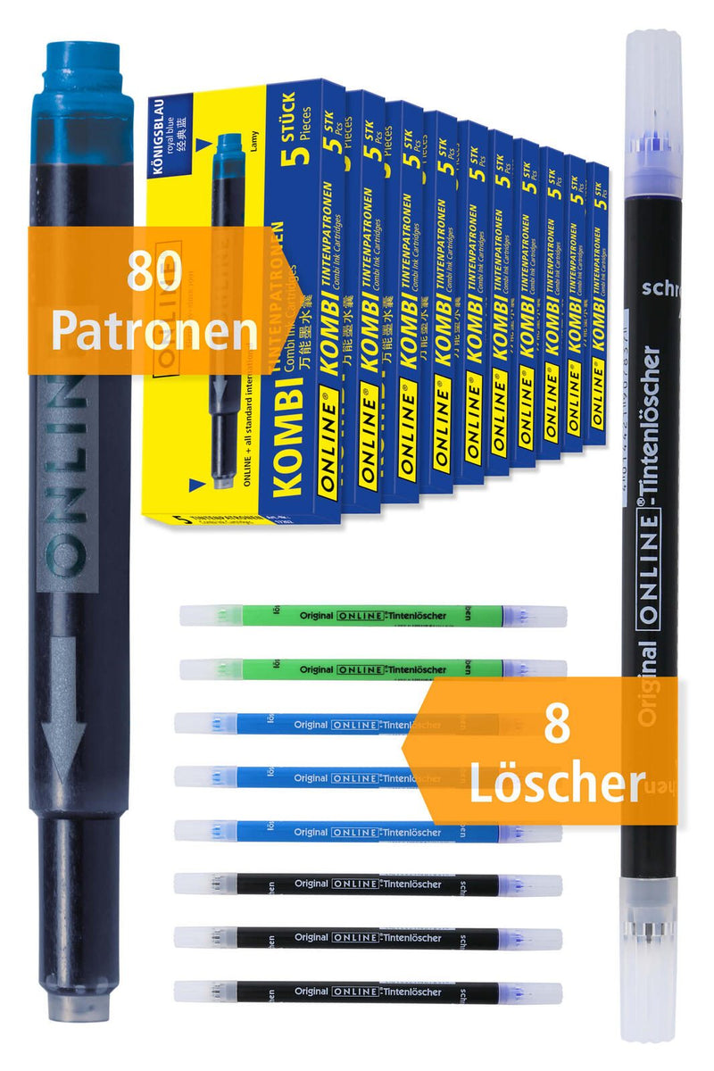 ONLINE® Tintenpatronen und Tintenkiller Set königsblau