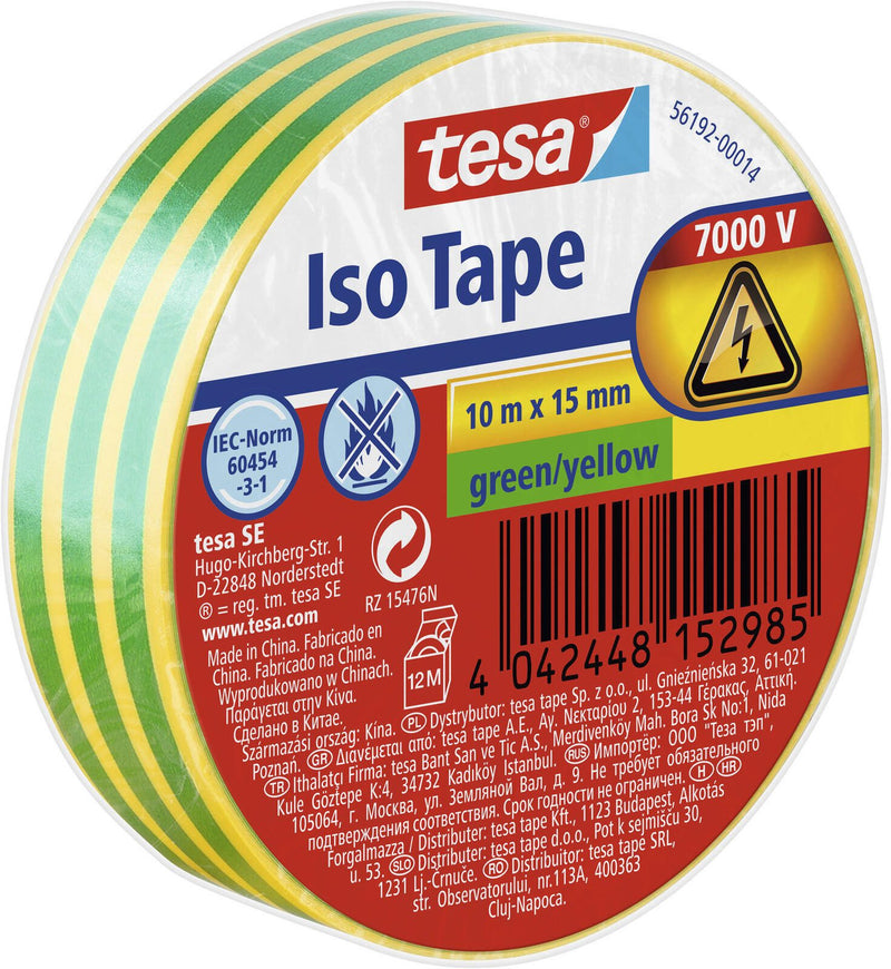 tesa Isolierbänder 15 mm x 10 m grün/gelb