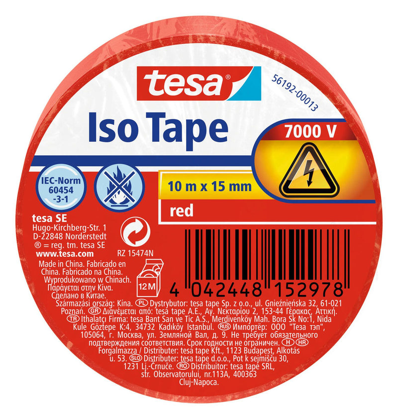 tesa Isolierbänder 15 mm x 10 m rot