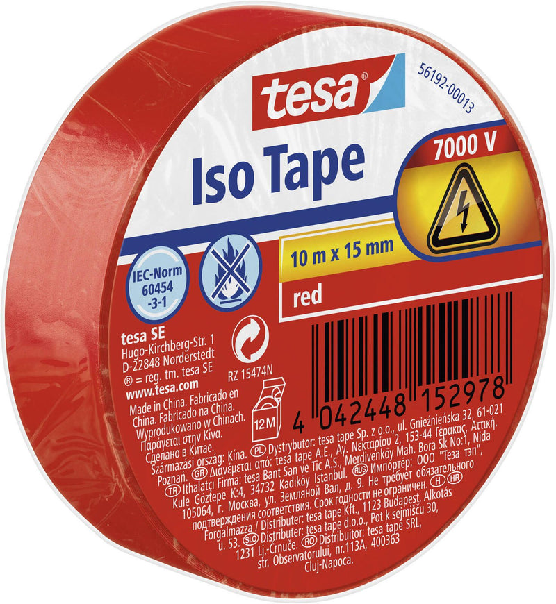 tesa Isolierbänder 15 mm x 10 m rot