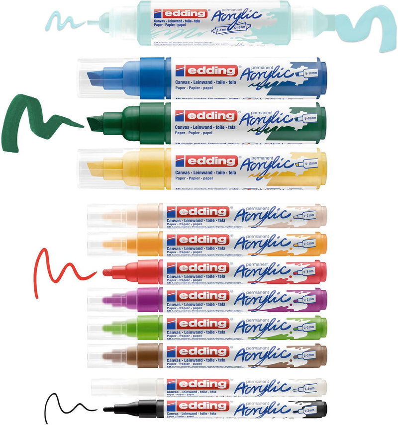 edding basic Acrylstifte-Set 1.0 + 2.0 + 3.0 + 5.0 + 10.0 mm Mehrfarbig