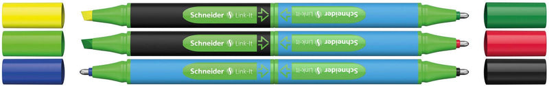 Schneider Schreibset Link-It Office 4 Link-It Slider: schwarz, rot, blau, grün 2 Link-It Highlighter: gelb,grün