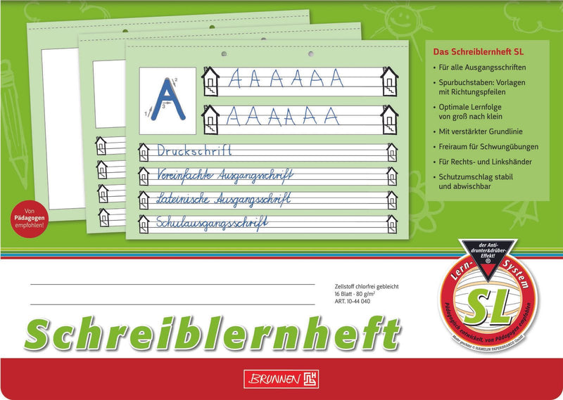 BRUNNEN Schreiblernheft DIN A4 quer 16 Blatt