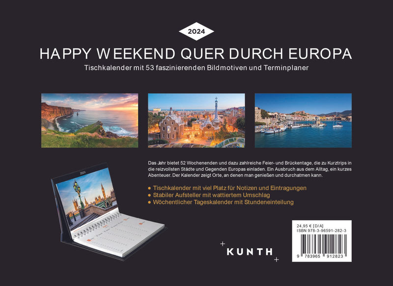 Kunth Tischquerkalender Europa 2024