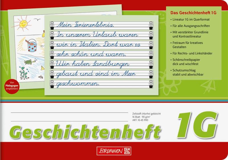 BRUNNEN Geschichtenheft liniert DIN A5 quer 16 Blätter