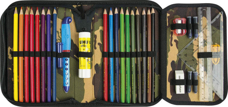 EBERHARD FABER Federmäppchen befüllt Camouflage grün