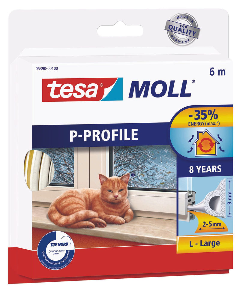 tesa Dichtungsbänder P-Profil 9 mm x 6 m weiß