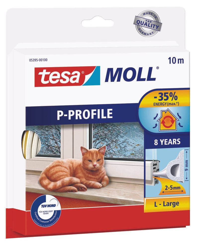 tesa Dichtungsbänder P-Profil 9 mm x 10 m weiß