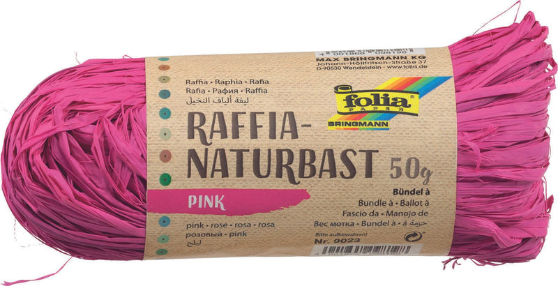 folia Geschenkbänder Raffia-Naturbast pink