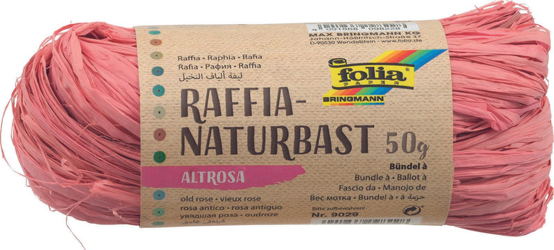 folia Geschenkbänder Raffia-Naturbast altrosa